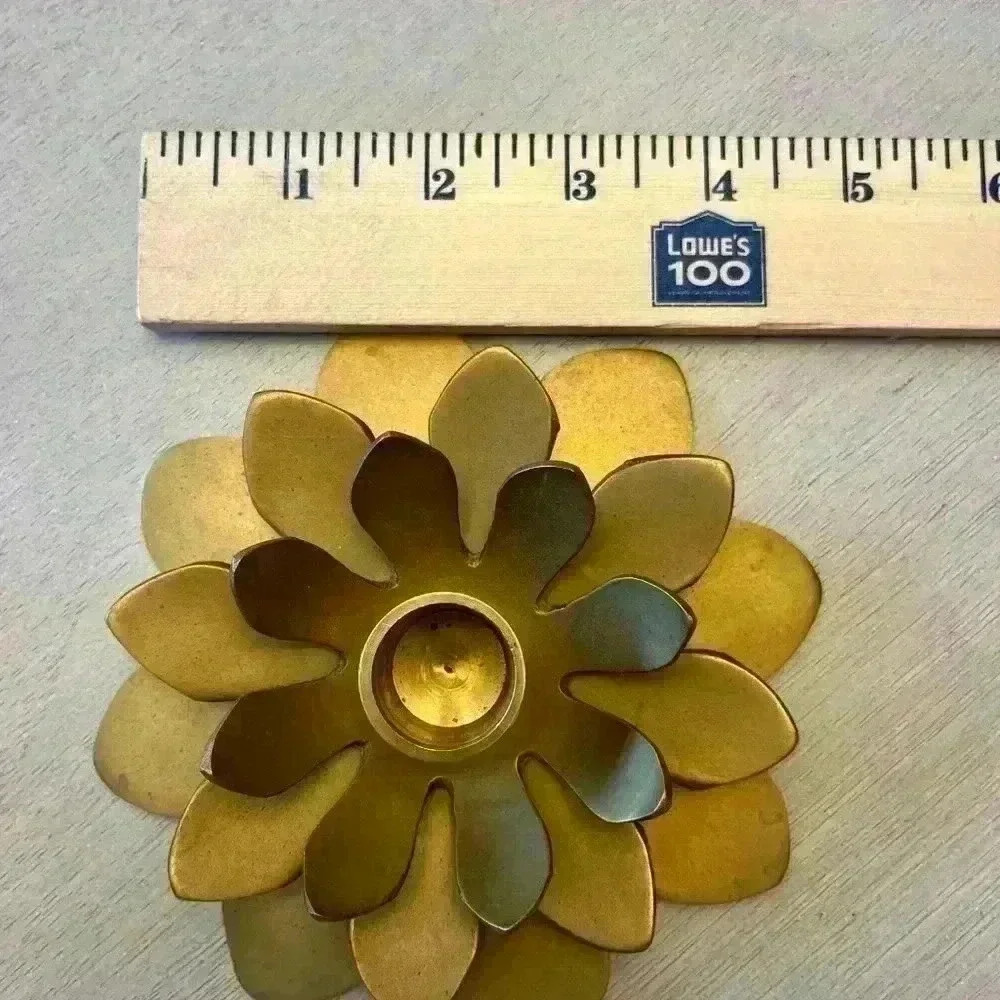 Solid Brass Floral Lotus Candleholder - Picture 5 of 6